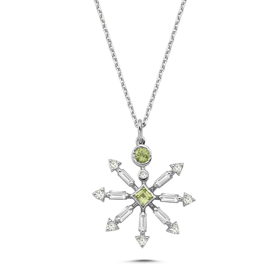 0.69 Karat Peridot Diamond Necklace