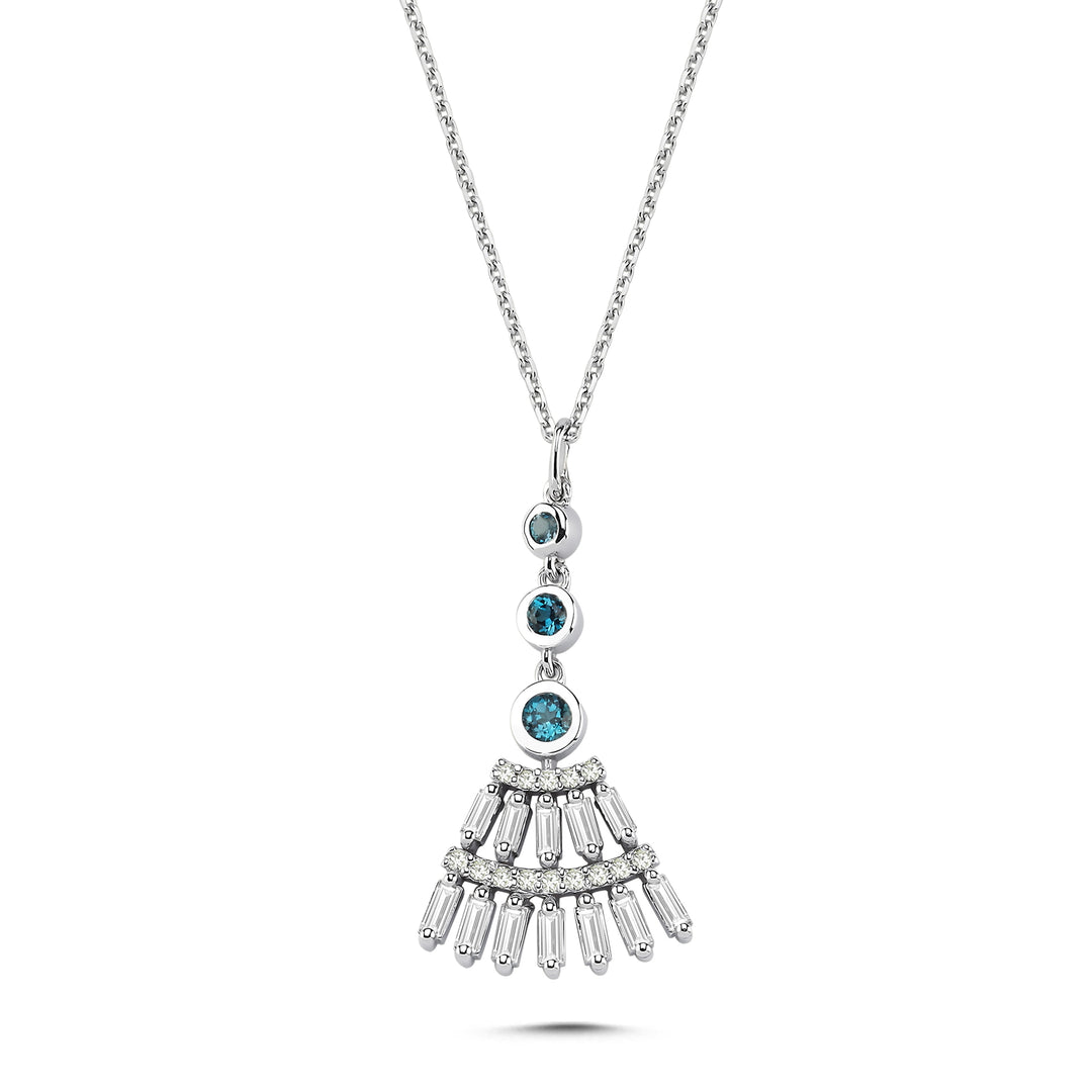 0.57 Karat London Topaz Diamond Necklace