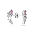 Load image into Gallery viewer, 0.66 Karat Pink Sapphire Diamond Earrings