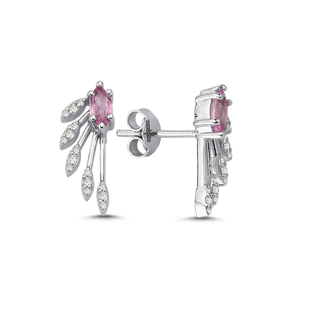 0.66 Karat Pink Sapphire Diamond Earrings