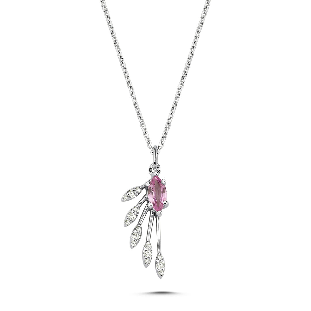 0.34 Karat Pink Sapphire Diamond Necklace