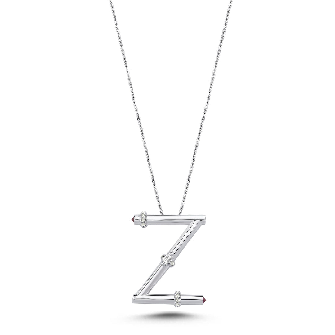 Ruby Diamond Letter Necklace