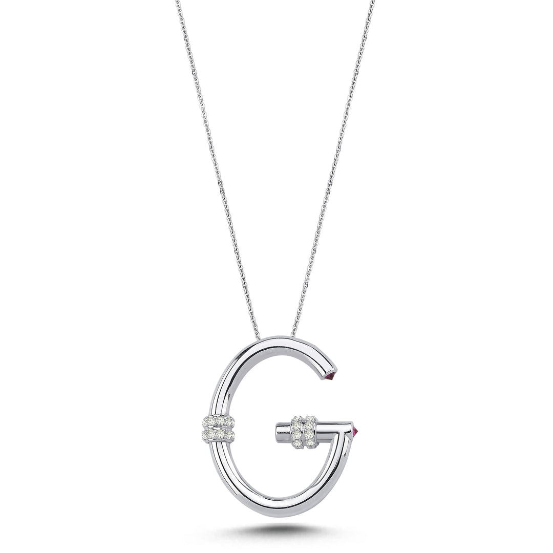 Ruby Diamond Letter Necklace