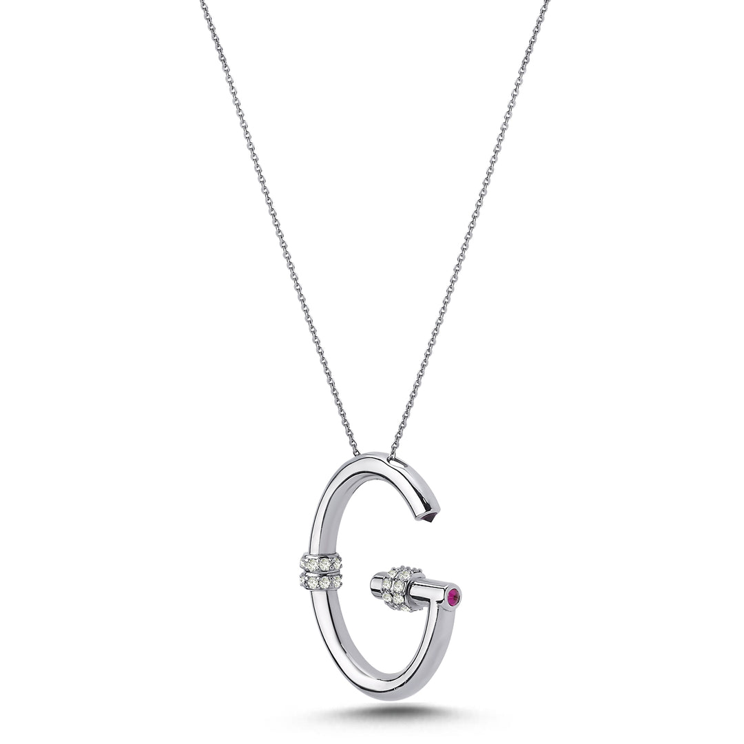 Ruby Diamond Letter Necklace
