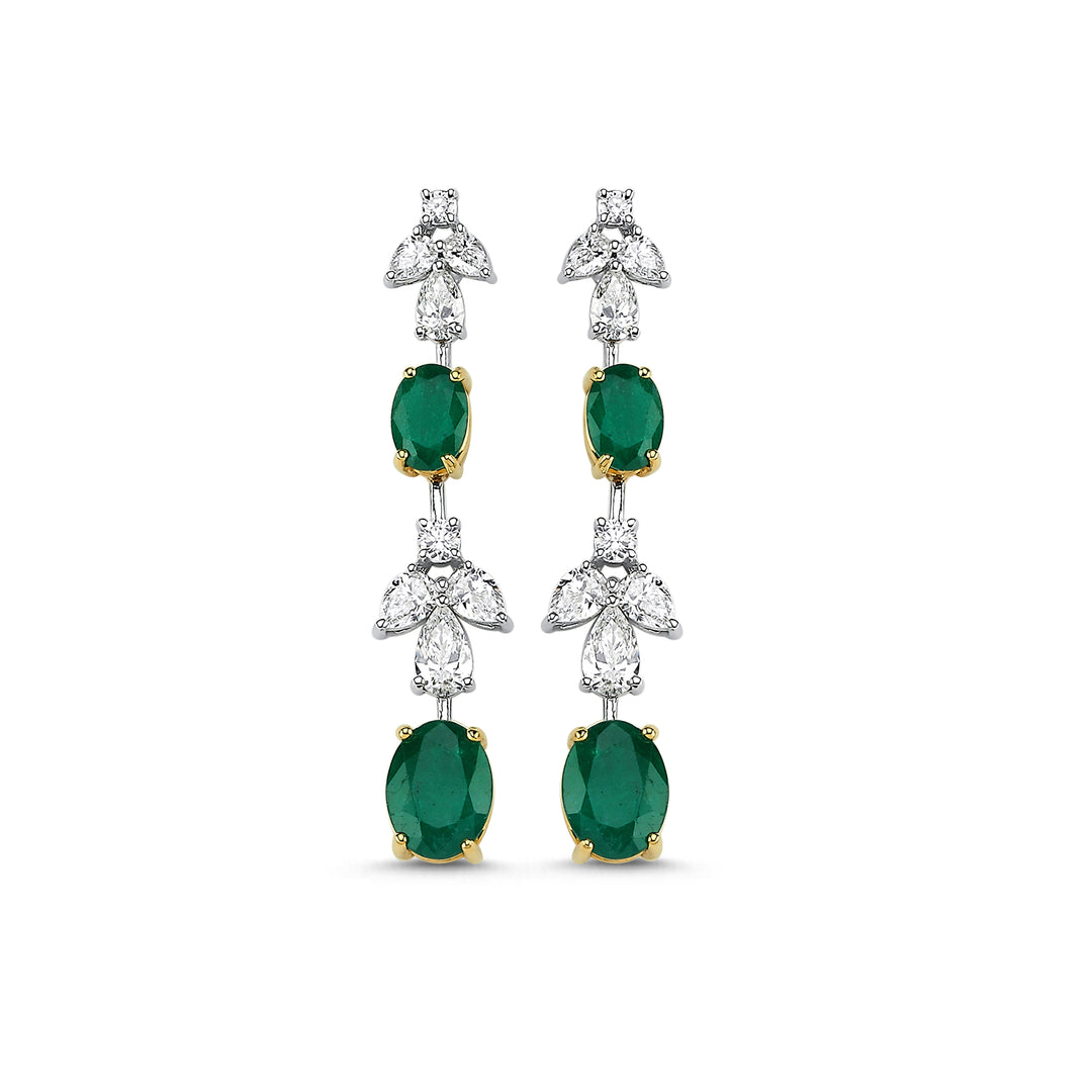 7.87 Karat Emerald Diamond Earrings