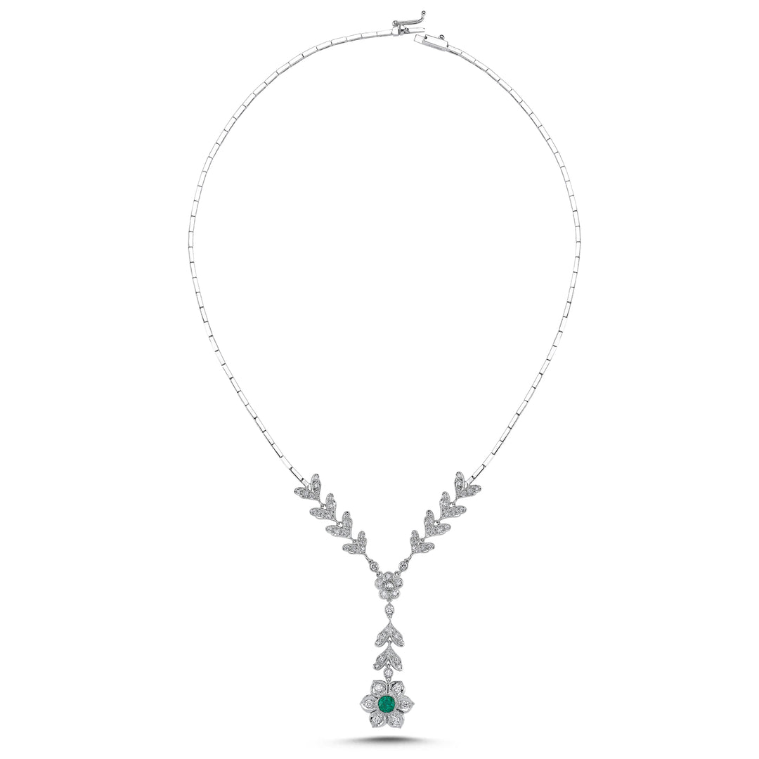 1.43 Karat Emerald Diamond Necklace
