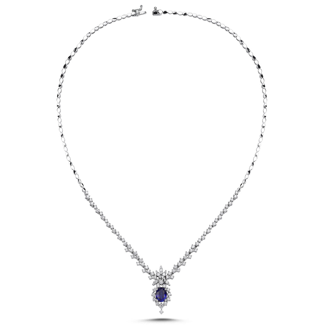 3.64 Karat Sapphire Diamond Necklace