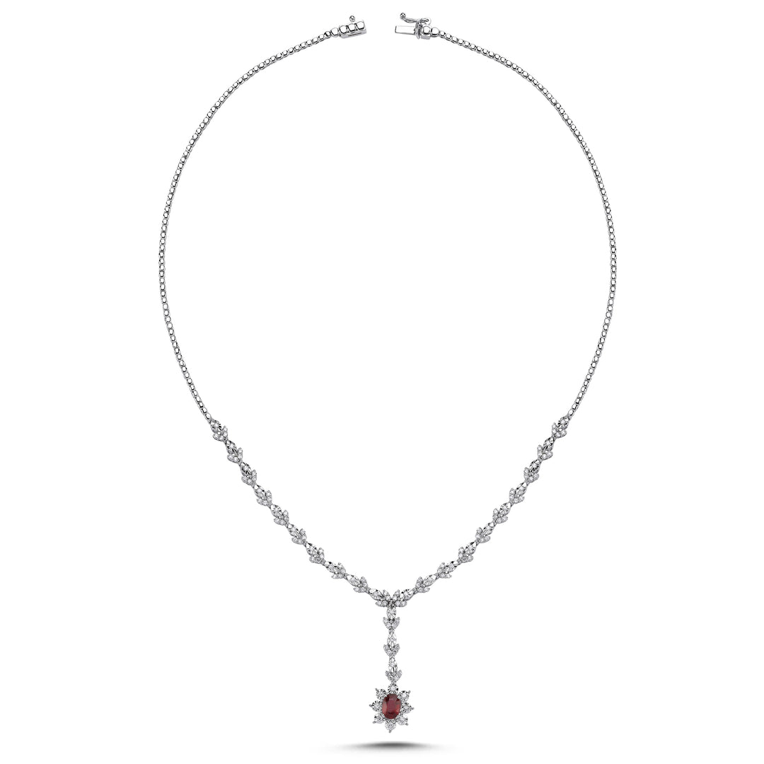 2.79 Karat Ruby Diamond Necklace