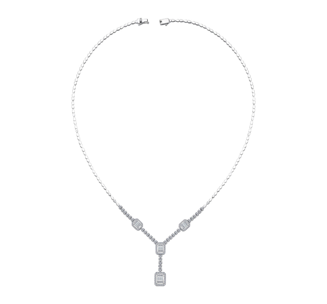 1.53 Karat Diamond Baguette Necklace