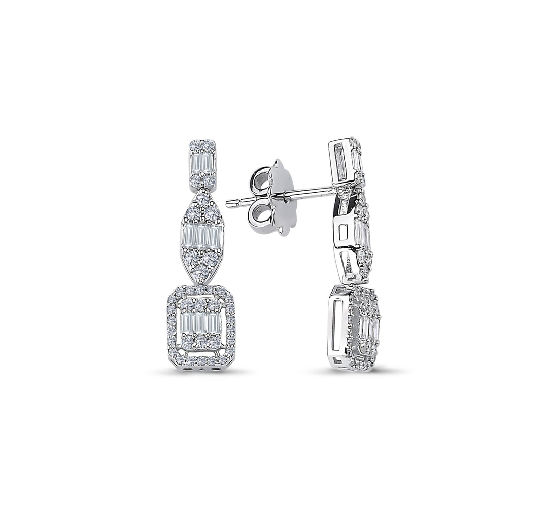 0.68 Karat Baguette Diamond Earrings