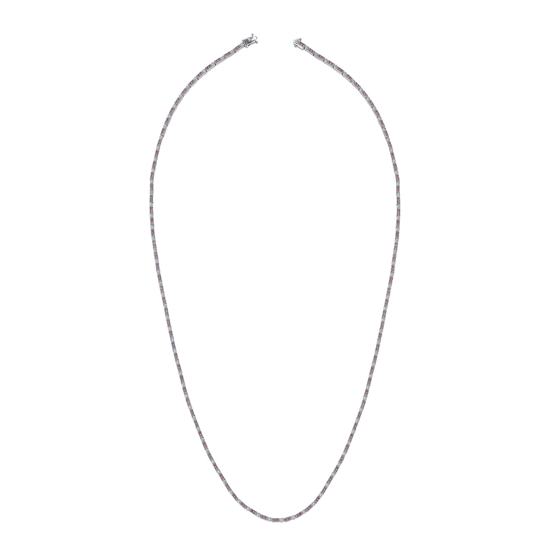6.68 Karat Pink Sapphire Diamond Necklace