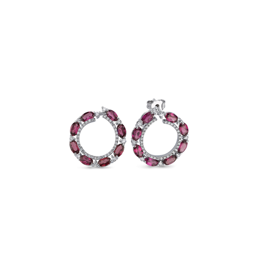 4.98 Karat Diamond Rhodolite Earrings