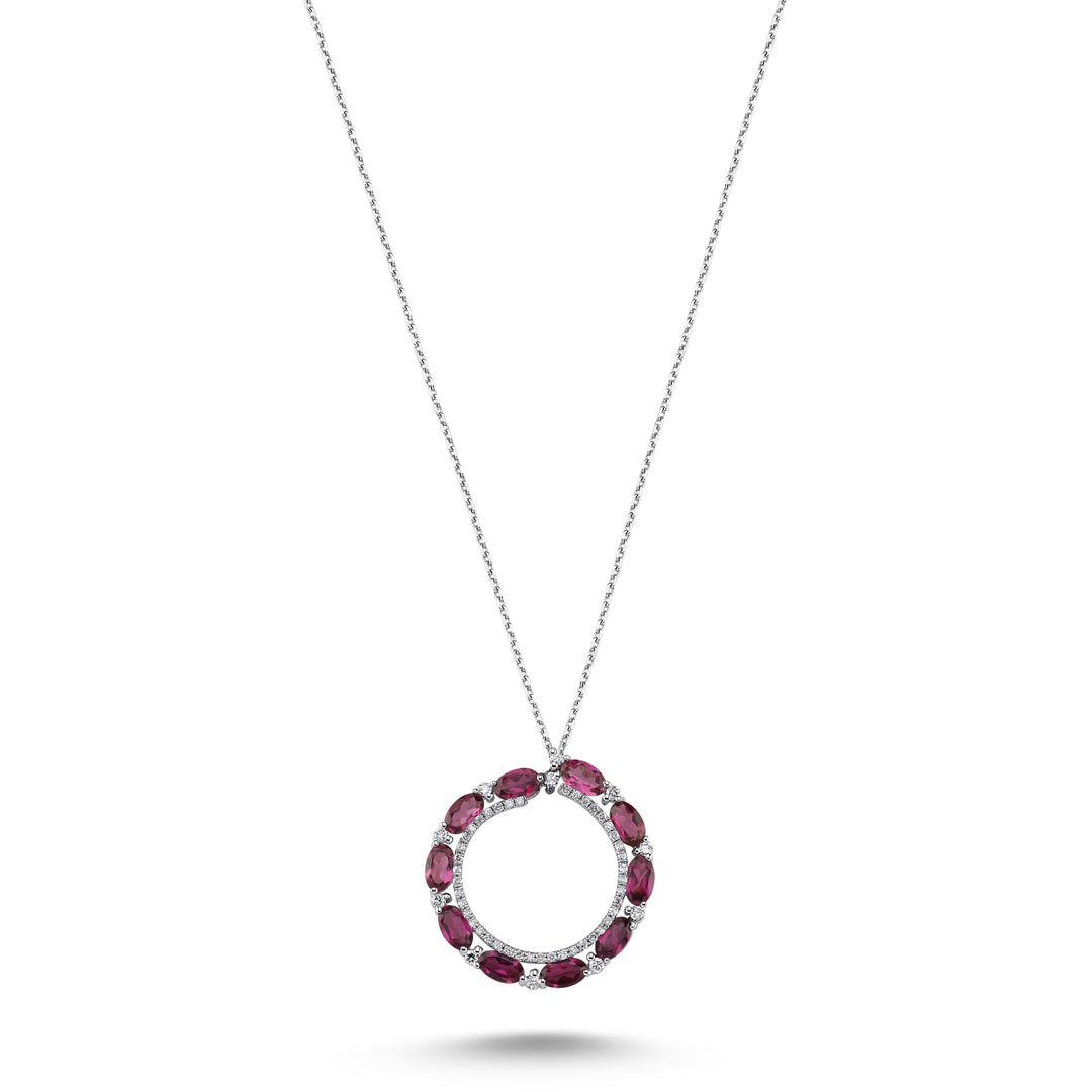 3.02 Karat Diamond Rhodolite Necklace