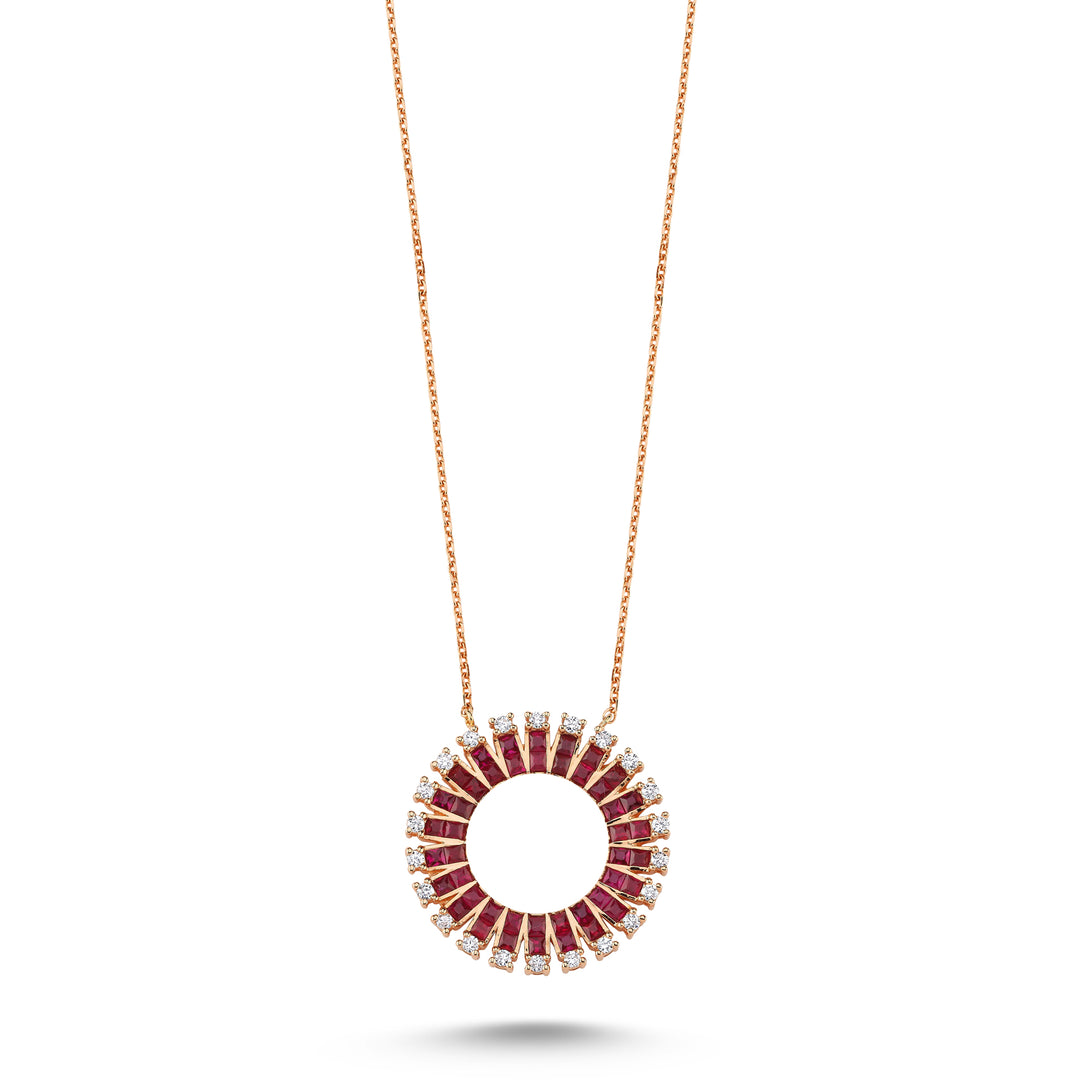 1.78 Karat Diamond Ruby Necklace