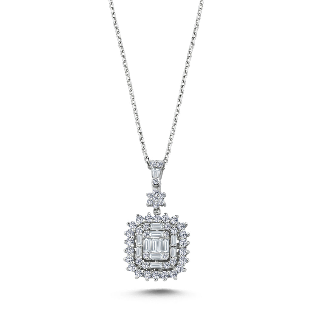 0.62 Karat Diamond Baguette Necklace