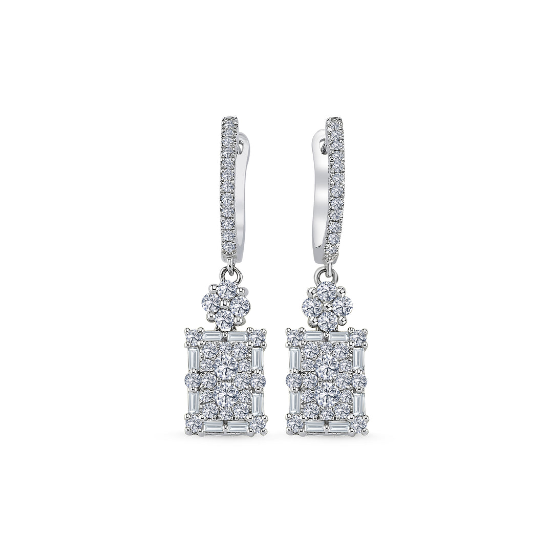1.50 Karat Baguette Stone Set Diamond Earrings