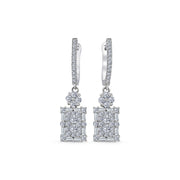 1.50 Karat Baguette Stone Set Diamond Earrings