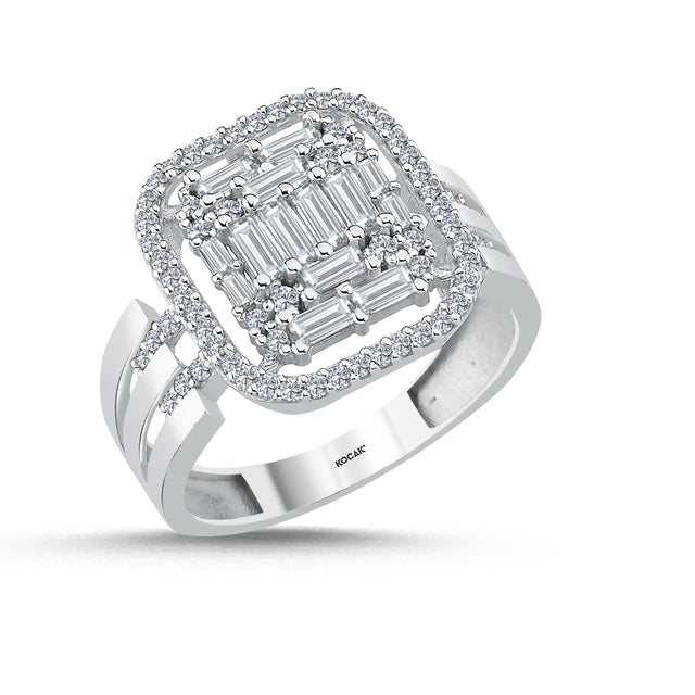 14ct Baguette Stone Set Gold Ring