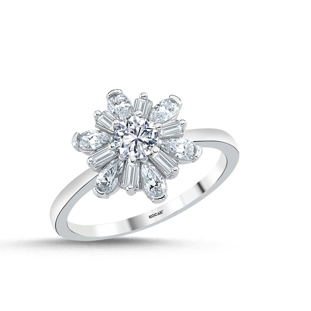 14ct Baguette Stone Set Gold Ring