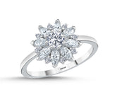 14ct Flower Design Stone Set Gold Ring
