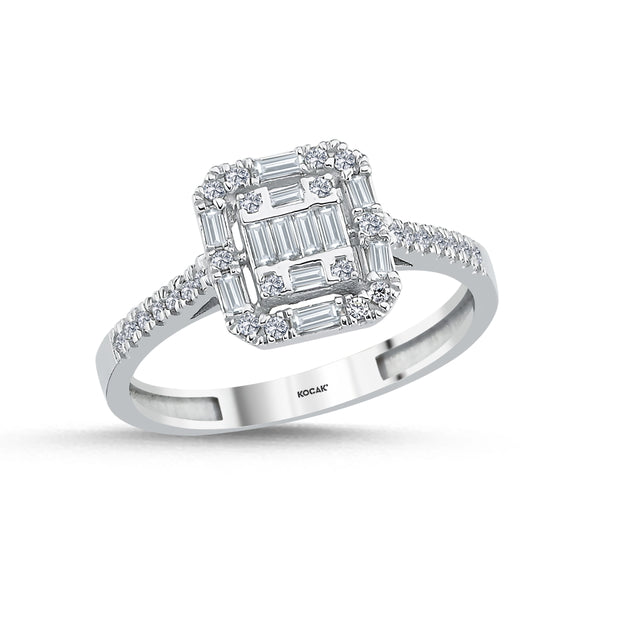 14ct Baguette Stone Set Gold Ring