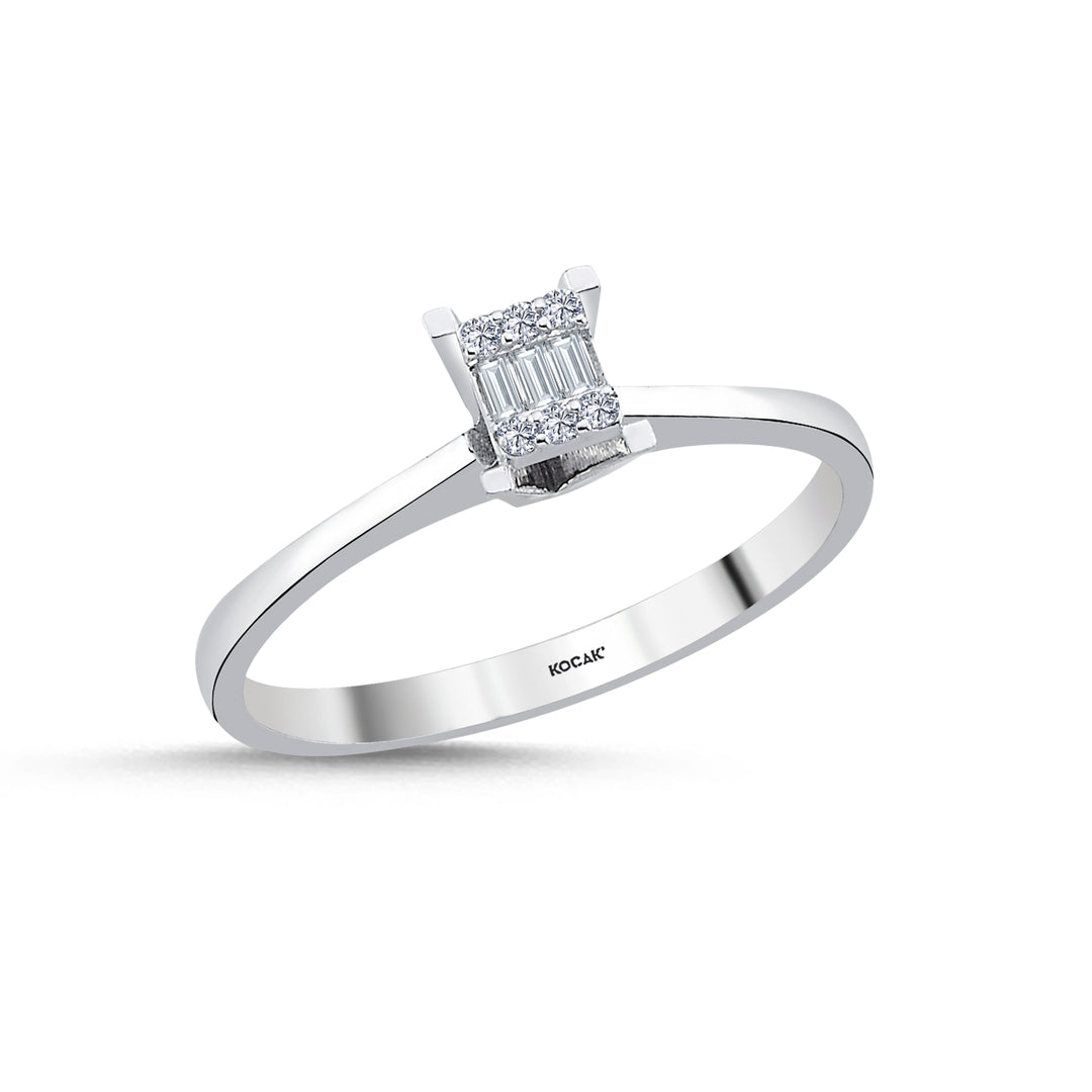 0.06 Karat EF SI Kare Diamond Ring