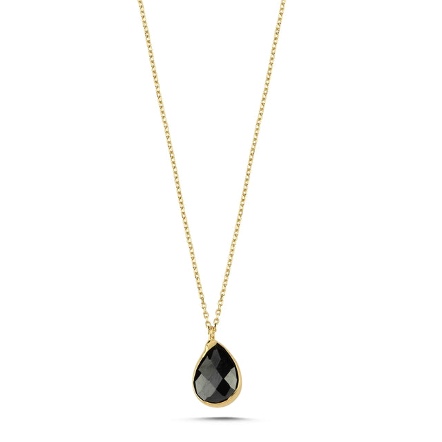 14ct Black Stone Set Gold Necklace