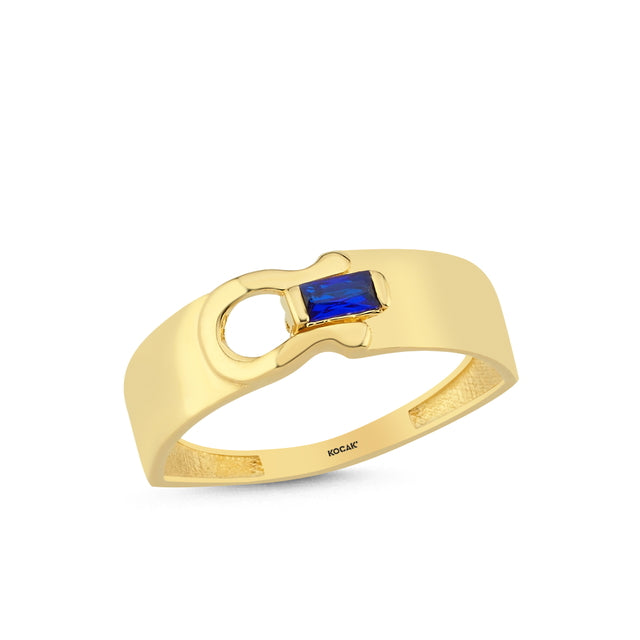 14ct Blue Stone Set Gold Ring