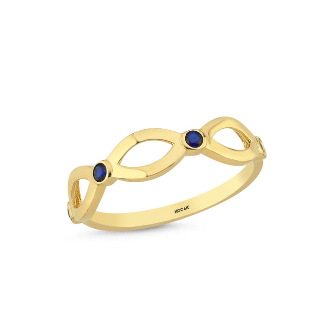 14ct Blue Stone Set Gold Ring
