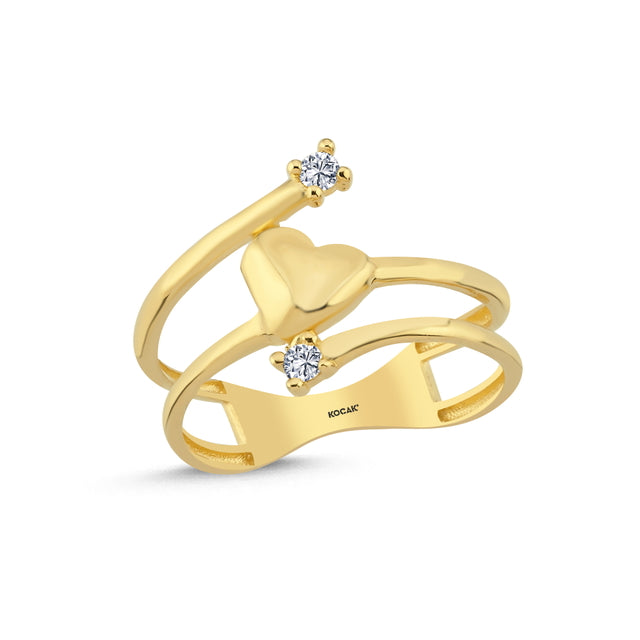 14ct Heart Motif Gold Ring