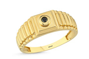14ct Siyah Stone Set Gold Men's Ring