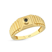 14ct Siyah Stone Set Gold Men's Ring