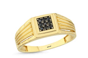 14ct Siyah Stone Set Gold Men's Ring