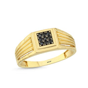 14ct Siyah Stone Set Gold Men's Ring