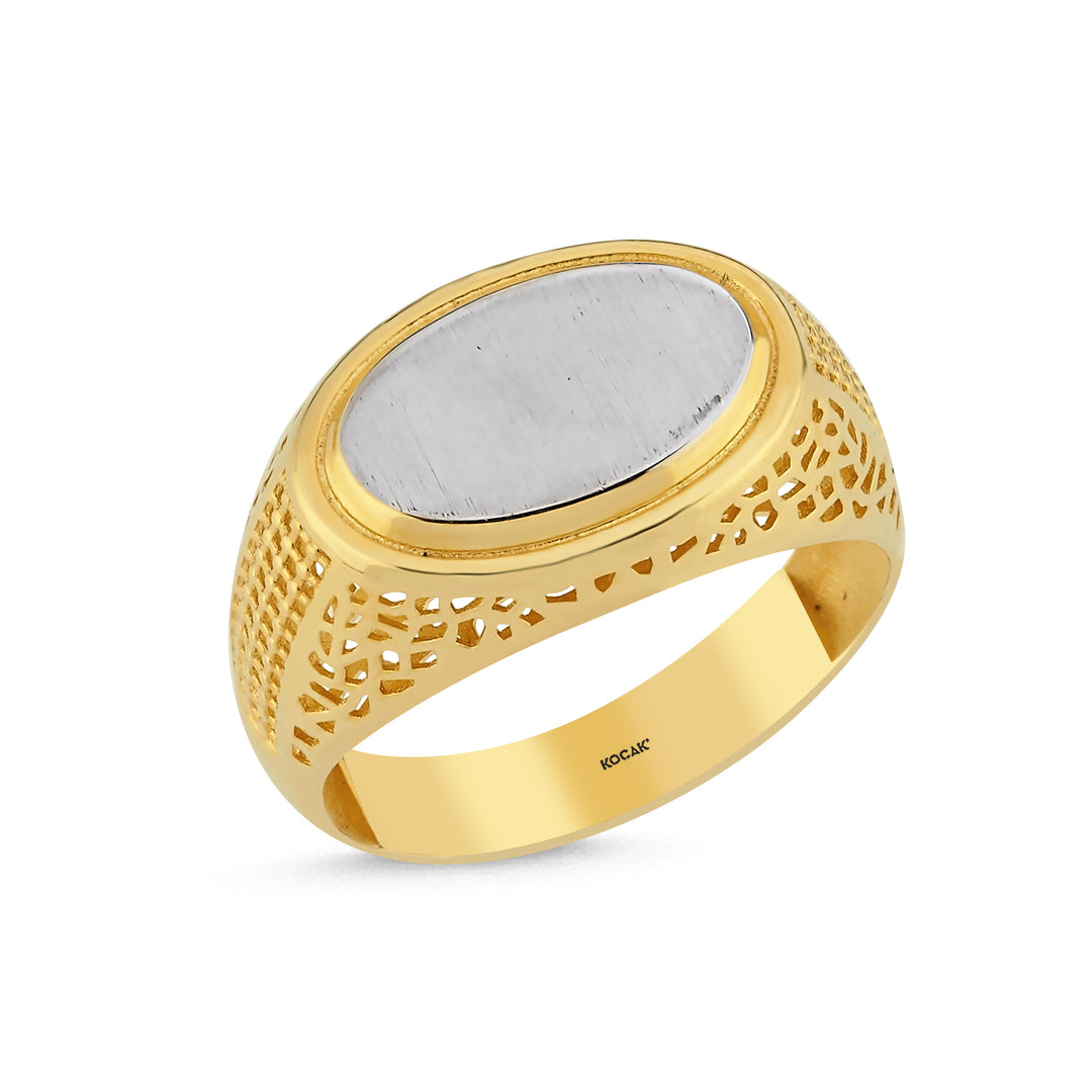 14ct Gri Stone Set Gold Men's Ring