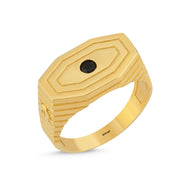 14ct Siyah Stone Set Gold Men's Ring