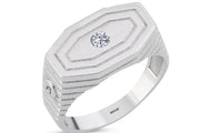 14ct Stone Set White Gold Men's Ring