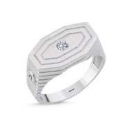 14ct Stone Set White Gold Men's Ring