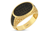 14ct Siyah Stone Set Gold Men's Ring