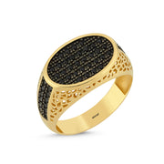 14ct Siyah Stone Set Gold Men's Ring