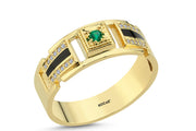 0.10 Karat Emerald Diamond Design Men's Ring