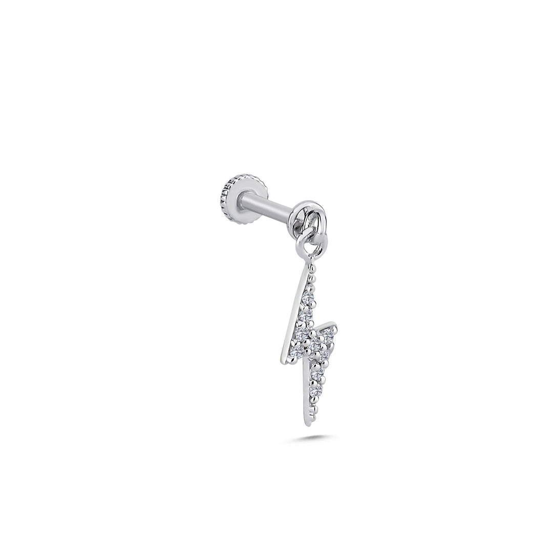 0.04 Karat Şimşek Figürlü Diamond Design Men's Earrings