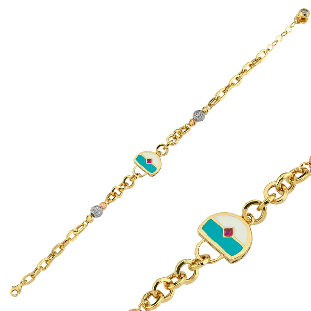 14ct Symbol Design Gold Bracelet