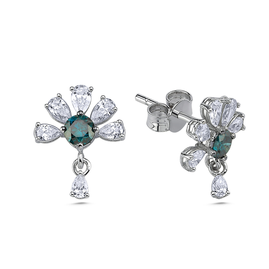 1.14 Karat Mavi Stone Set Diamond Design Earrings
