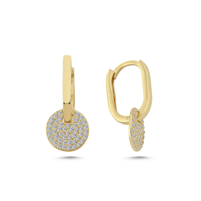 14ct Yuvarlak Figurlu Gold Earrings