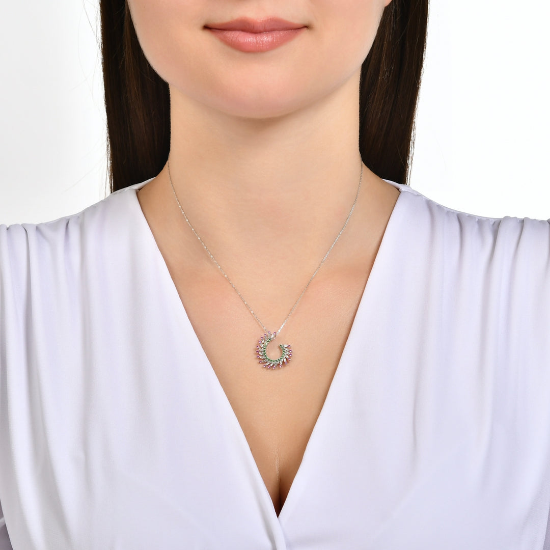 0.65 Karat Renkli Stone Set Diamond Necklace