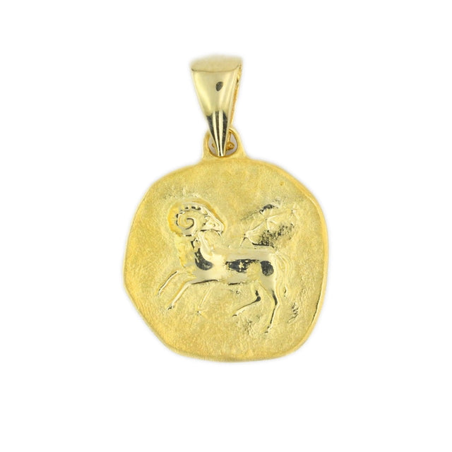 14ct Aries Zodiac Motif Gold Pendant (Chain Not Included)