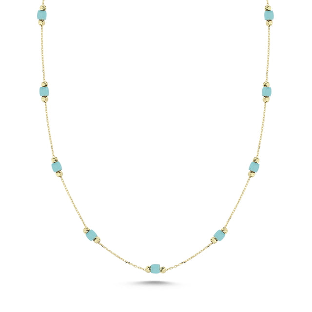 14ct Blue Multicolour Stone Set Gold Necklace