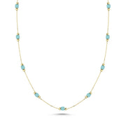 14ct Blue Multicolour Stone Set Gold Necklace