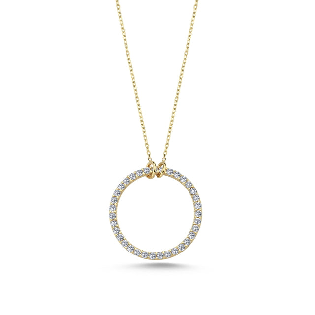 14ct Stone Set Hoop Gold Necklace